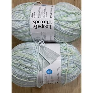 2 Skeins Loops & Threads Skinny Chenille Yarn 472 yds 7.76 oz P004 Multi Stripe